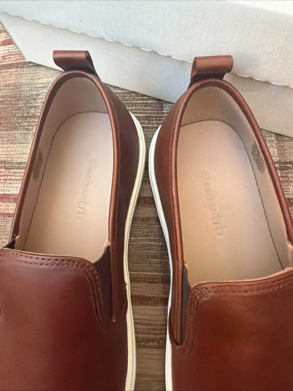 Elephantito Brown Slip-On Leather Casual Sneakers with White Sole